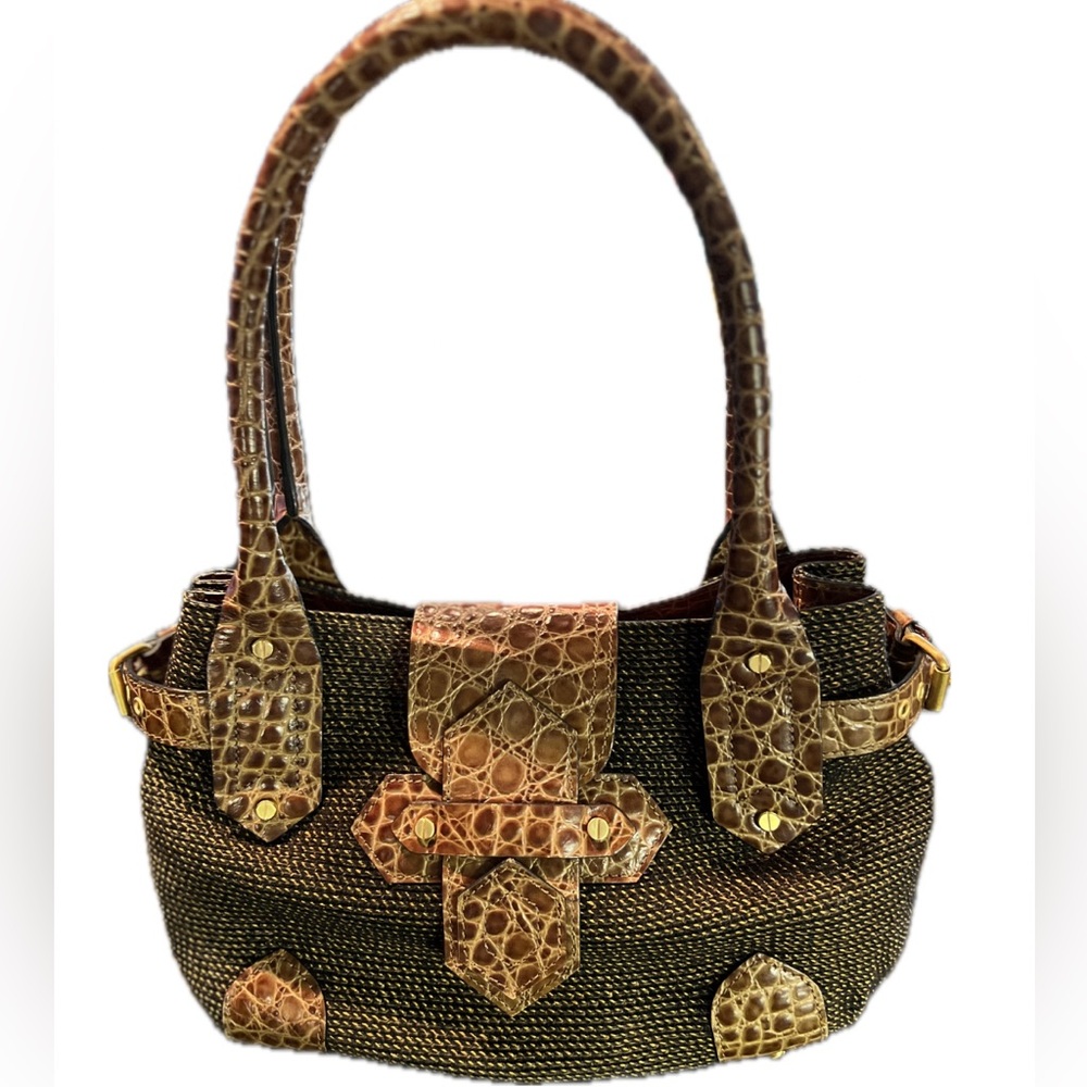 Eric Javits Tan and Brown Shoulder Bag